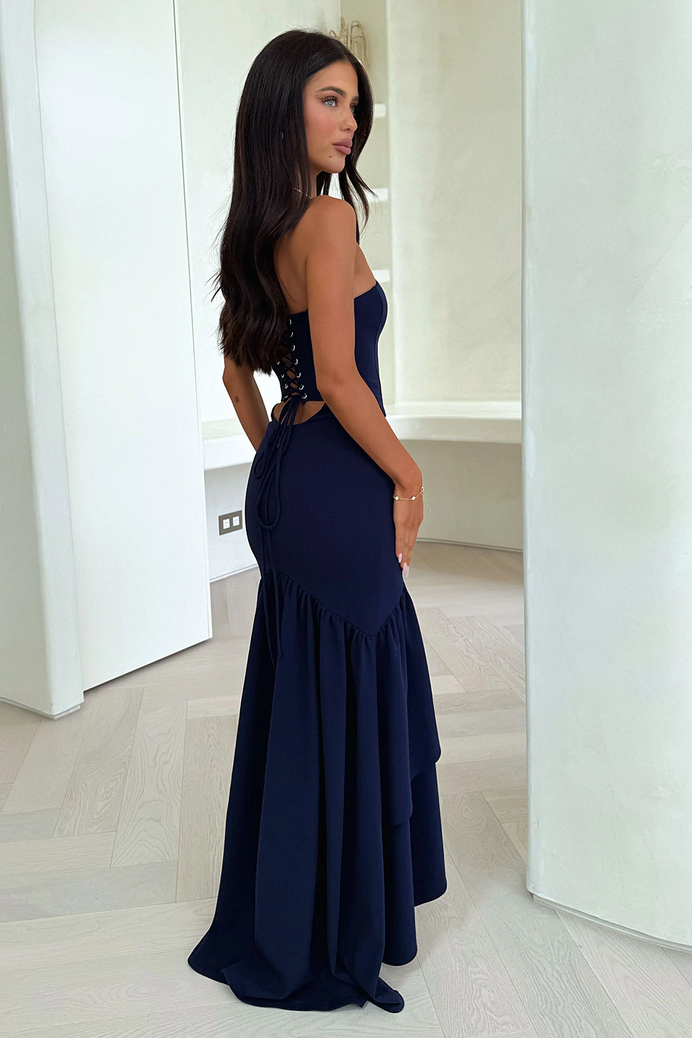 Thalassa Strapless Corset Maxi Dress - Navy - Image 3