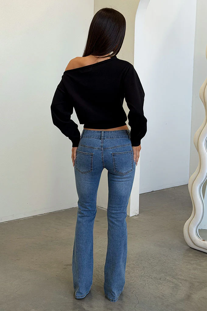 Tovah Off Shoulder Long Sleeve Knit - Black - Image 6