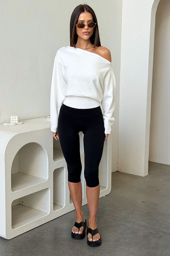 Tovah Off Shoulder Long Sleeve Knit - White - Image 2