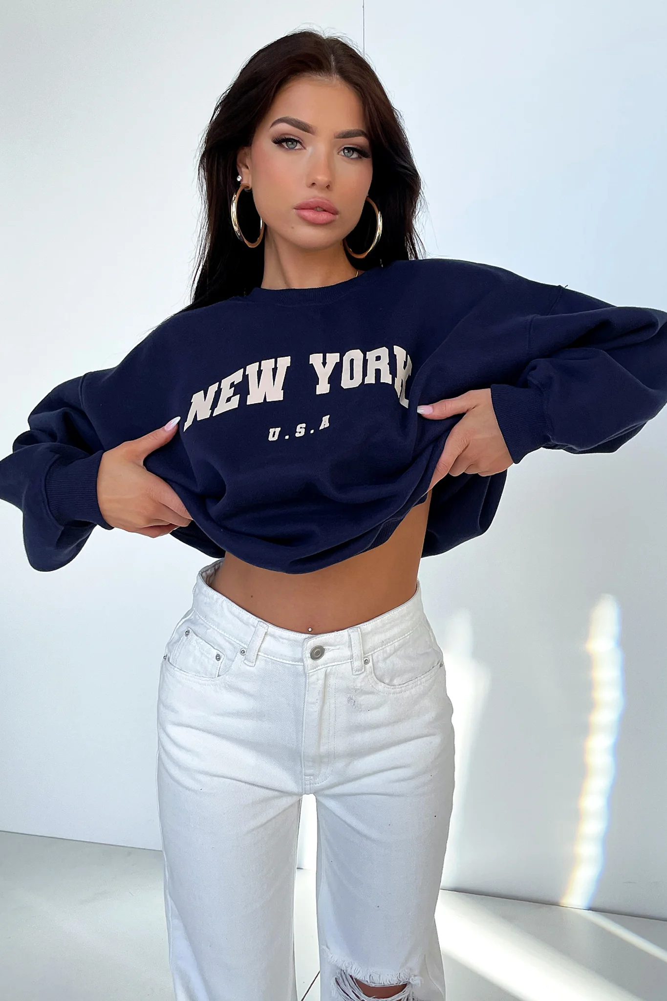 Varski Semi-Wide Leg Jeans - White - Image 2