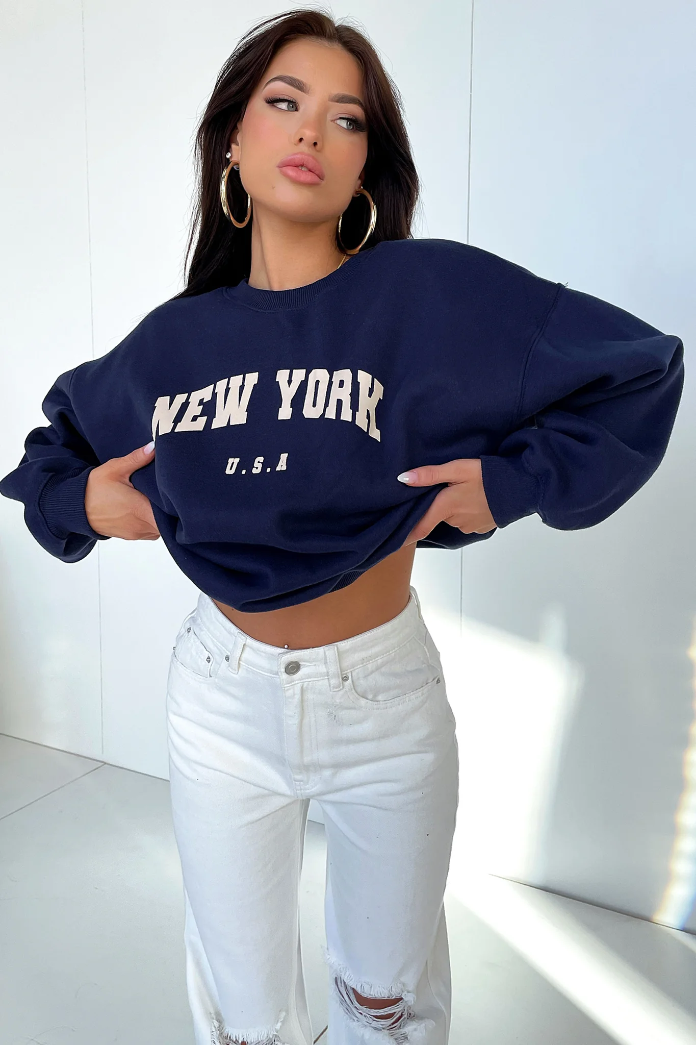 Varski Semi-Wide Leg Jeans - White - Image 6