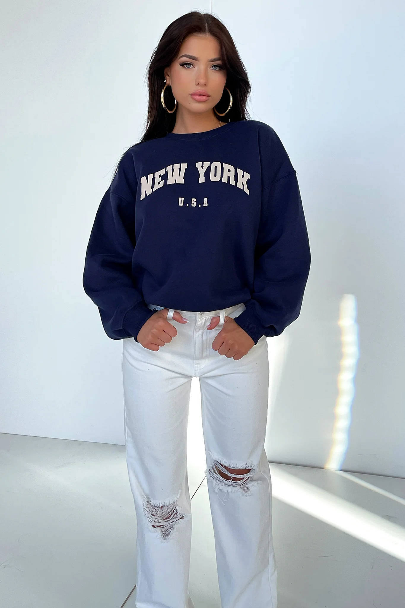 Varski Semi-Wide Leg Jeans - White - Image 7