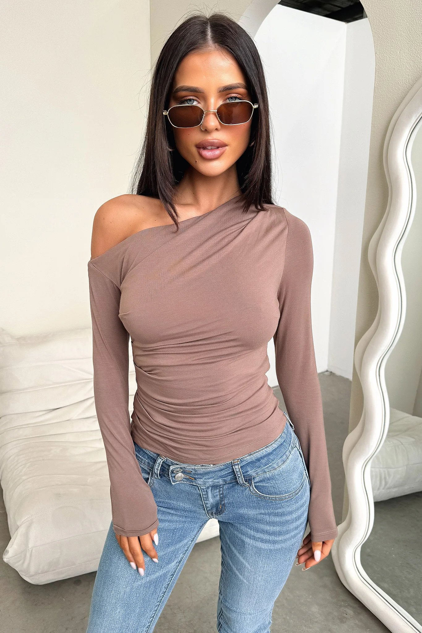 Vitani Long Sleeve Top - Brown - Image 3