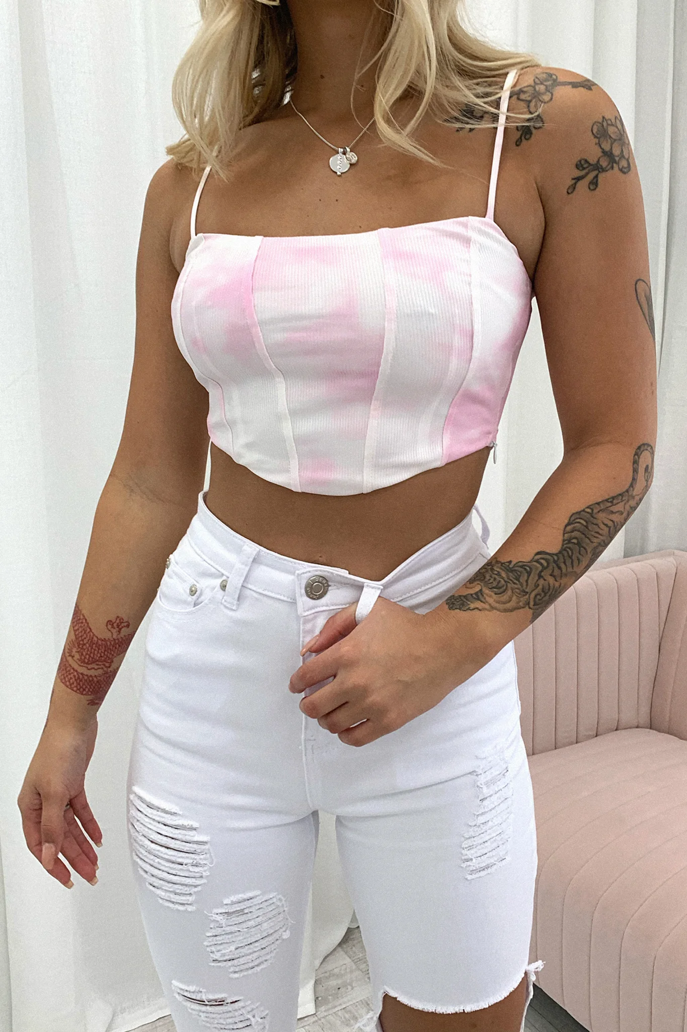 Zafi Crop - Pink Tie Dye - Image 2